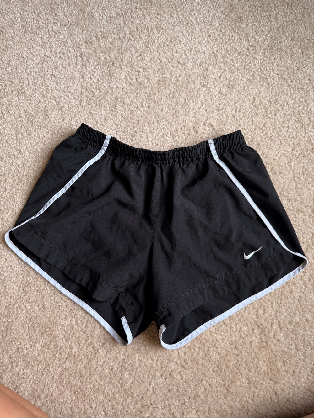 Nike Black Athletic Shorts with White Piping